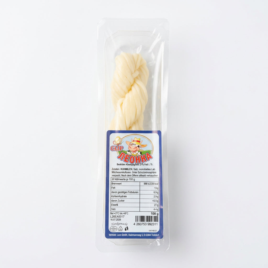 Käsespaghetti 27% Fett nicht geräuchert 100g | Сыр косичка молочная