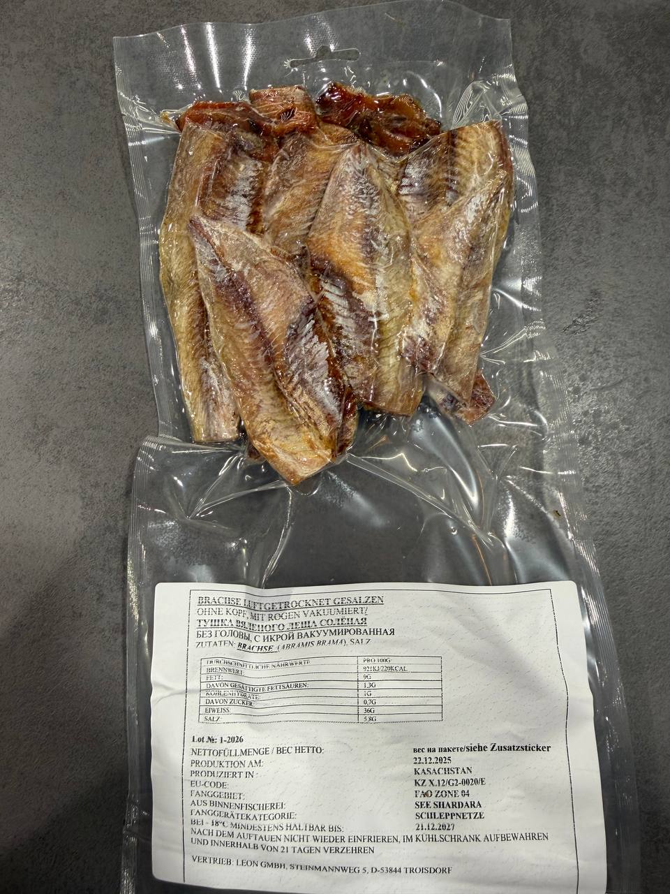 Brassen Filet ohne Haut 150g | Лещ тушка вяленая