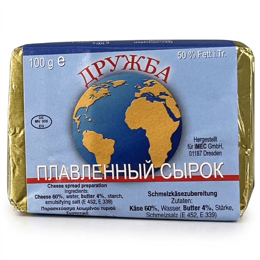 Sir Schmelzkäse “Druzhba” 50% Fett 100g | Сыр Плавленый