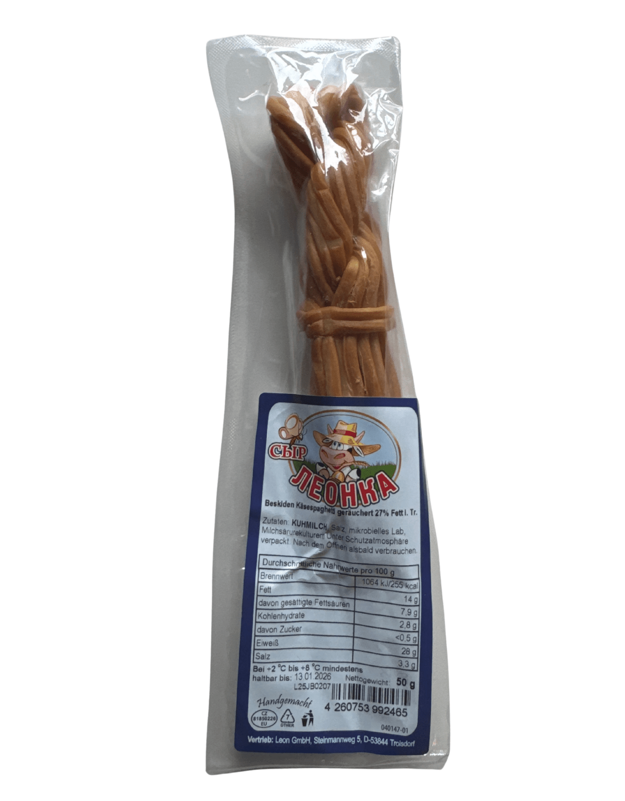 Beskiden  Käsespaghetti geräuchert 50g | Сыр косичка копченая 50г